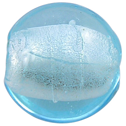 Голубой Стеклянные бусины, с фольгой внутри, ручная работа, плоско-круглые, голубой, диаметром около 12 мм , толщиной 8 мм , отверстие : 2 мм