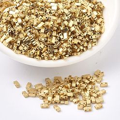 (HTL191) 24k Gold Plated MIYUKI Half TILA Beads, Japanese Seed Beads, 2 Hole, (HTL191) 24k Gold Plated, 5x2.3x1.9mm, Hole: 0.8mm, about 2500pcs/100g