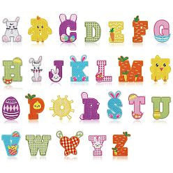 Mixed Color Easter Letter A~Z Computerized Embroidery Cloth Iron on Patches, Costume Accessories, Alphabet Appliques, Mixed Color, 26pcs/set