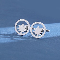 Leaf Stainless Steel Cufflinks, for Apparel Accessories, Leaf, 15mm