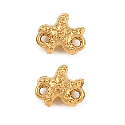 Real 18K Gold Plated 304 Stainless Steel Connector Charms, Starfish Links, Ion Plating(IP), Long-Lasting Plated, Real 18K Gold Plated, 7.5x6x3.5mm, Hole: 1mm