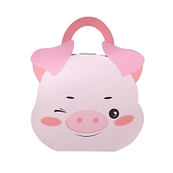 Pig Paper Candy Packaging Box, Wedding Party Gift Box, with Handle, Pig Pattern, 19x16cm