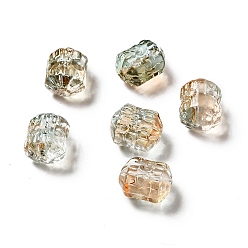 Colorful Spray Painted Transparent Glass Beads, Drum, Colorful, 12x10mm, Hole: 1mm