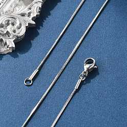 Нержавеющая Сталь Цвет Не тускнеет 304 ожерелья из нержавеющей стали в виде змеиных цепей, с карабин-лобстерами , цвет нержавеющей стали, 17.7 дюйм (45 см), 0.9 мм