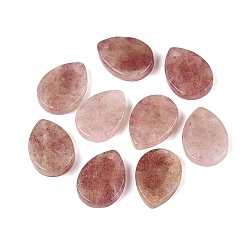 Strawberry Quartz Synthetic Strawberry Quartz Pendants, Flat Teardrop Charms, 18x13x3.5~4mm, Hole: 1~1.2mm