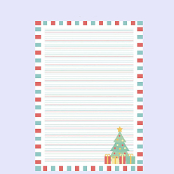 Christmas Tree Printed Rectangle Paper Letter Stationery, Christmas Tree Pattern, 297x210mm, 100sheets/bag
