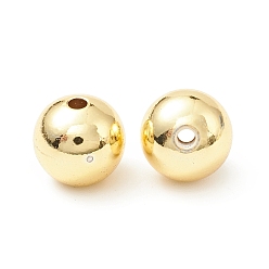 Real 18K Gold Plated Rack Plating Brass Beads, Cadmium Free & Lead Free, Round, Real 18K Gold Plated, 9.5x9mm, Hole: 2mm