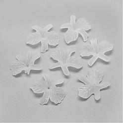 Clear Transparent Acrylic Beads, Frosted, Flower, Clear, 32.5x37.5x3mm, Hole: 1.5mm, about 1300pcs/500g