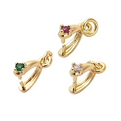 (52) Непрозрачная лаванда Латунный микро-паве кубический кубик циркония жемчужина, долговечный, без кадмия и без свинца, реальный 18 k позолоченный, разноцветные, 9.5x8x3 мм, штифты : 1 мм