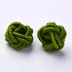 Olive Drab Polyester Weave Beads, Round, Olive Drab, 6x5mm, Hole: 4mm, about 200pcs/bag