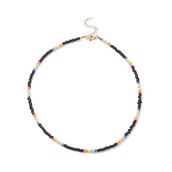 Colorful Glass Seed Beaded Necklaces for Women, Colorful, 15.35 inch(39cm)