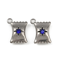 Кобальт 304 прелести нержавеющей стали, со стразами, конфетное очарование, кобальт, 14.5x11.5x5.5 мм, отверстие : 1.6 мм