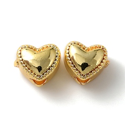 Настоящее золото 18K Стойки обшивки латунные бусины, без кадмия и без свинца, долговечный, сердце, реальный 18 k позолоченный, 4x5x3.5 мм, отверстие : 1 мм