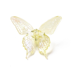 Желтый УФ-покрытие Радужные радужные прозрачные акриловые бусины, бабочка, желтые, 33.5x40x12.5 мм, отверстие : 3.2 мм