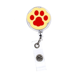 Yellow Flat Round with Paw Print PVC Retractable Badge Reel, Card Holders, ID Badge Holder Retractable for Nurses, Yellow, 650x33mm