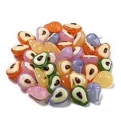 Mixed Color Acrylic Jelly Effect Beads, Avocado, Mixed Color, 26x20x15mm, Hole: 3mm