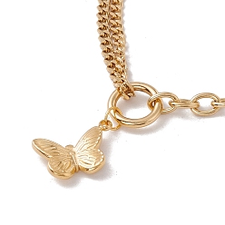 Golden Butterfly Pendant Necklace for Women, Vacuum Plating 304 Stainless Steel Chain Necklace, Golden, 16.93 inch(43cm)
