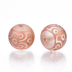 Sandy Brown Electroplate Glass Beads, Frosted, Round, Sandy Brown, 10mm, Hole: 1.5mm, about 200pcs/bag