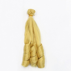 Champagne Yellow High Temperature Fiber Long Flat Curly Hairstyle Doll Wig Hair, for DIY Girl BJD Makings Accessories, Champagne Yellow, 7.87~39.37 inch(200~1000mm)