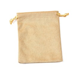 пшеница Бархатные мешочки для хранения украшений на шнурке, прямоугольные, цвет пшеницы, 13.7x11.6x0.4 см
