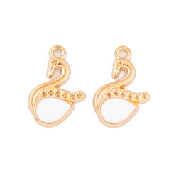 Белый Свет позолоченные сплава горный хрусталь эмаль настройки подвесные, без кадмия и без свинца, лебединое очарование, белые, 18.5x12x2 мм, отверстие : 2 мм, пригодный для стразов 1 мм