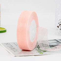 PeachPuff Polyester Organza Ribbon, for Christmas Decoration, PeachPuff, 1 inch(25mm), about 49.21 Yards(45m)/Roll