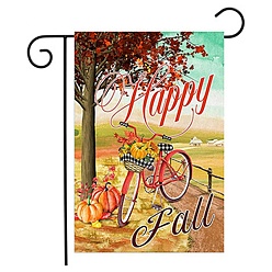 Bicycle Garden Flag for Thanksgiving Day, Double Sided Linen House Flags, for Home Garden Yard Office Decorations, Bicycle, 450x300mm