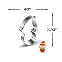 Stainless Steel Color Christmas Themed 430 Stainless Steel Cookie Cutters, Cookies Moulds, DIY Biscuit Baking Tool, Doll, Stainless Steel Color, 67x40x25mm