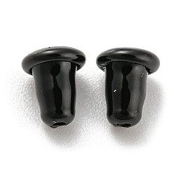 Black Baking Paint 304 Stainless Steel with Rubber Inside Bullet Ear Nuts, Earring Backs, Black, 5.5x5x5mm, Hole: 0.8mm