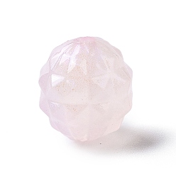 Pink Светящиеся акриловые бусины, блеск бисера, светится в темноте, граненые круглые, розовые, 15.5x15 мм, отверстие : 3 мм, Около 250 шт / 500 г