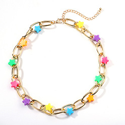 colorful Cute Colorful Star Necklace for Students, Fashionable and Versatile Pentagram Collarbone Chain