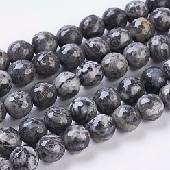 Серый Камень натуральная карта / камень пикассо / пряди яшмы, граненые круглые, серые, 8 мм, отверстие : 1 мм, около 44 шт / нитка, 14.5 дюйм