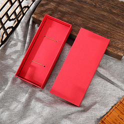 Crimson Cardboard Paper Bookmark Storage Box, Rectangle Bookmark Packgaing Gift Case with Lid, Crimson, 18x8x3cm, Inner Diameter: 17.8x7.4x2.6cm