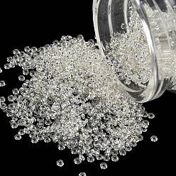 (PF21) PermaFinish Crystal Silver Lined Toho 8/0 полукруглые бусины, японский бисер, (pf 21) Permafinish кристалл с серебряной подкладкой, 3x1.15 мм, отверстие : 1.2 мм, Около 3722 шт / 50 г