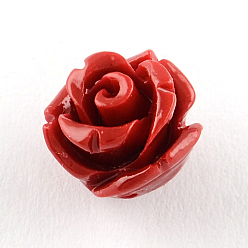 Brique Rouge Fleurs teints perles de corail synthetique, firebrick, 8.5x8mm, Trou: 1mm