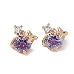 Сланцево-синий Латунные подвески в виде самолета, инкрустированные кубическим цирконием, реальный 18 k позолоченный, синевато-серый, 13x12.5x9 мм, отверстие : 1.4 мм