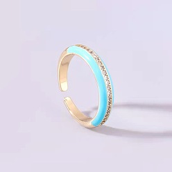 Light blue Minimalist European and American Style Zircon Oil Drop Ring for Women