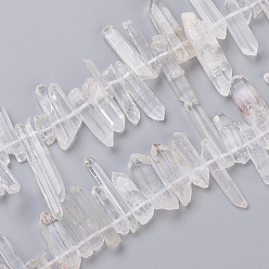 Quartz Crystal Natural Quartz Crystal Pointed Beads Strands, Rock Crystal, Bullet, Faceted, 13~46x4~10x4~9mm, Hole: 0.8mm, about 64~67pcs/strand, 15.7 inch~16.3 inch(40~41.5cm)