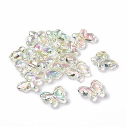 Pale Green UV Plating Rainbow Iridescent Acrylic Beads, Butterfly, Pale Green, 23x19.5x6mm, Hole: 2mm