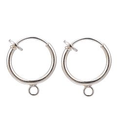 Silver 925 Sterling Silver Clip-on Earring Findings, wit Loop, Silver, 16x13mm, Hole: 1.5mm