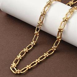 Золотой Ионное покрытие (ip) 304 ожерелье из нержавеющей стали с овальными звеньями для женщин, золотые, 17-7/8~18-1/8 дюйм (45.5~46 см)