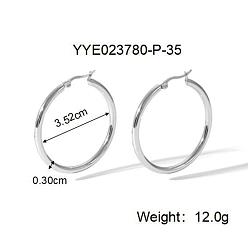 Серебро Преувеличенные 304 серьги-кольца из нержавеющей стали, серебряные, 35.2x3 мм