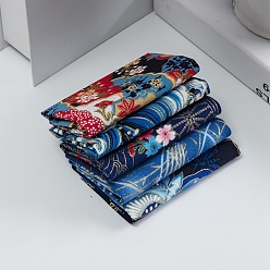 Flower Printed Cotton Fabric, for Patchwork, Sewing Tissue to Patchwork, Quilting, with Japanese Zephyr Style Pattern, Sakura Pattern, 25x20cm, 5pcs/set