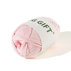 Pink Polyester Cloth Yarn, For Hand Knitting Thick Thread, Crochet Cloth Yarn, Pink, 5mm, about 32.81 Yards(30m)/Skein