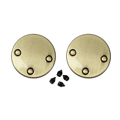 Antique Bronze Alloy Label Tags, with Holes and Iron Screws, for DIY Jeans, Bags, Shoes, Hat Accessories, Flat Round, Antique Bronze, 25mm, 2pcs/bag