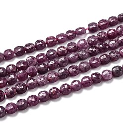 Ruby Natural Ruby/Red Corundum Beads Strands, Faceted, Round, 4x2.5mm, Hole: 0.6mm, about 100pcs/strand, 15.35 inch(39cm)