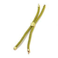 Olive Drab Nylon Cords Bracelet Makings Fit for Connector Charms, with Golden Brass Tree Slider Beads, Long-Lasting Plated, Olive Drab, 8-5/8 inch(22cm), Hole: 1.9mm