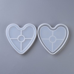 White DIY Heart Coaster Silicone Molds, Resin Casting Molds, For UV Resin, Epoxy Resin Jewelry Making, White, 120x118x18mm, Inner Diameter: 95x108mm