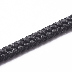 Черный Шнур из искусственной кожи из микрофибры, плоский плетеный кожаный шнур, для изготовления браслетов и ожерелий, чёрные, 6x2.5 мм