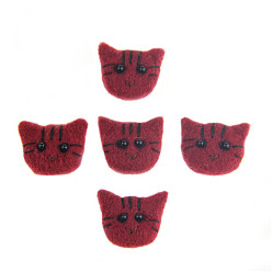 Dark Red Handwork Felt Needle Felting Cat Ornaments, for Home Decoration Display, Dark Red, 40x30mm